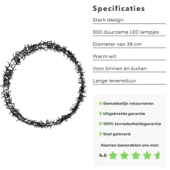 Cheqo Kerstkransen></noscript>® Lichtgevende Kerstkrans - Kerstring - Kerstverlichting - Kerstdecoratie - 300 Led - O38Cm - 8 Lichtfuncties - Voor Binnen En Buiten