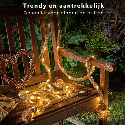 Cheqo ® Lichtslang Van Jute - Jute Touw - Touw Met Led - Lichtsnoer Touw - Touwverlichting - Kerstverlichting - 1.50 Meter - Op Batterijen Online