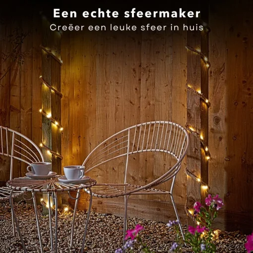 Cheqo ® Lichtslang Van Jute - Jute Touw - Touw Met Led - Lichtsnoer Touw - Touwverlichting - Kerstverlichting - 1.50 Meter - Op Batterijen Online