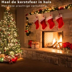 Cheqo Guirlandes></noscript>® Xl Guirlande Met Kerstverlichting - Kerstlampjes - Kerstslinger - Warm Wit - 270Cm - 150 Takjes - 35 Led - Met Timer Functie