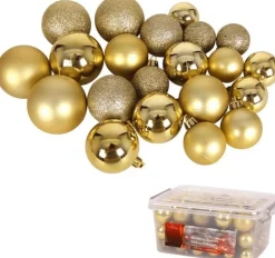 Christmas gifts Kerstboomversieringen></noscript> Kerstballen Set In Opbergbox - 70 Kerstballen - Plastic/Kunststof - O4/5/6 Cm - Mat/ Glanzend/ Glitter