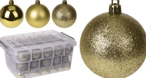 Christmas gifts Kerstboomversieringen> Kerstballen Set In Opbergbox - 70 Kerstballen - Plastic/Kunststof - O4/5/6 Cm - Mat/ Glanzend/ Glitter