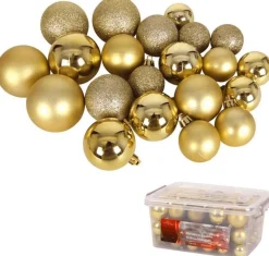 Christmas gifts Kerstboomversieringen></noscript> Kerstballen Set In Opbergbox - 70 Kerstballen - Plastic/Kunststof - O4/5/6 Cm - Mat/ Glanzend/ Glitter