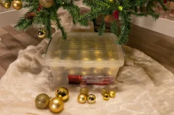 Christmas gifts Kerstboomversieringen></noscript> Kerstballen Set In Opbergbox - 70 Kerstballen - Plastic/Kunststof - O4/5/6 Cm - Mat/ Glanzend/ Glitter