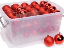 Christmas gifts Kerstboomversieringen></noscript> Kerstballen Set In Opbergbox - 70 Kerstballen - Plastic/Kunststof - O4/5/6 Cm - Mat/ Glanzend/ Glitter