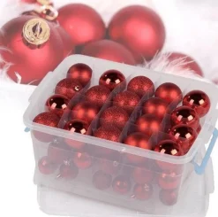Christmas gifts Kerstboomversieringen></noscript> Kerstballen Set In Opbergbox - 70 Kerstballen - Plastic/Kunststof - O4/5/6 Cm - Mat/ Glanzend/ Glitter