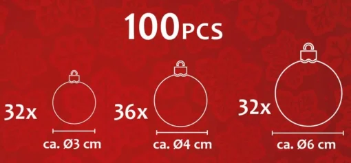 Christmas gifts Kerstboomversieringen> Kerstballenset - 100 Stuks - 3/4/6Cm