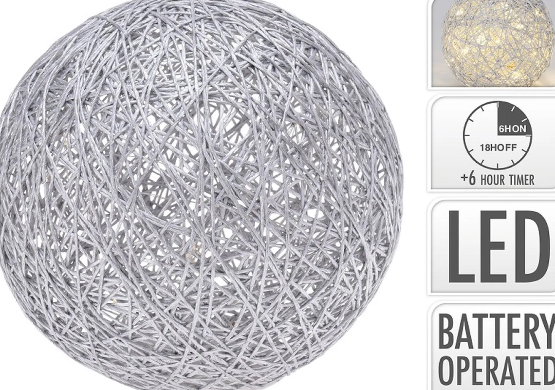 Christmas Lights Kerstbol - Verlicht - Warm 20 Led - 20 Cm Discount