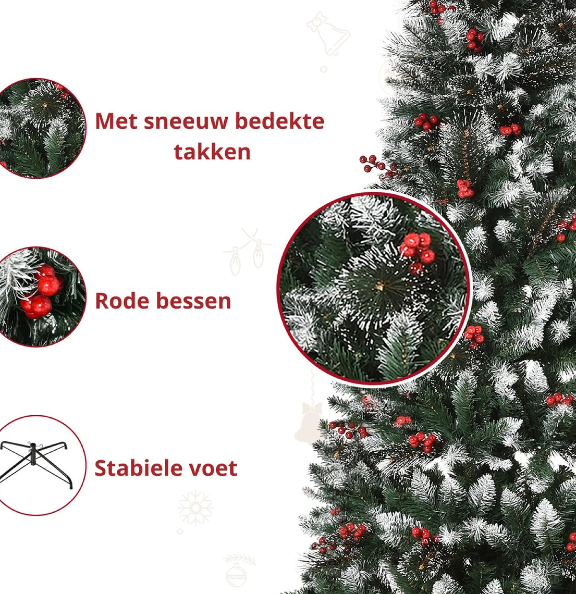 ChristmasGoodz - Kunstkerstboom - Kerstboom - Met Versiering - Kunstkerstboom Met Sneeuw - 180 Cm Flash Sale