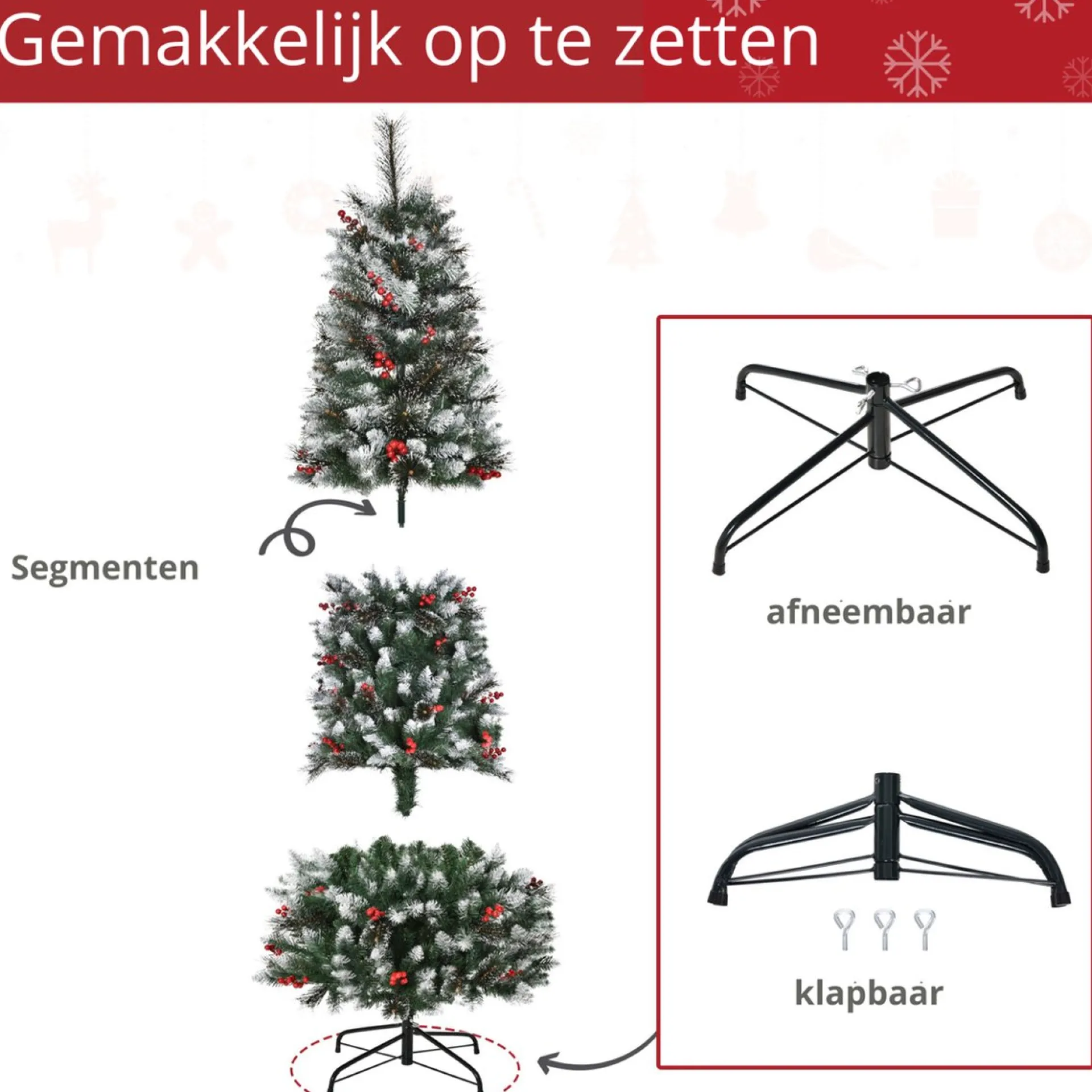 ChristmasGoodz - Kunstkerstboom - Kerstboom - Met Versiering - Kunstkerstboom Met Sneeuw - 180 Cm Flash Sale