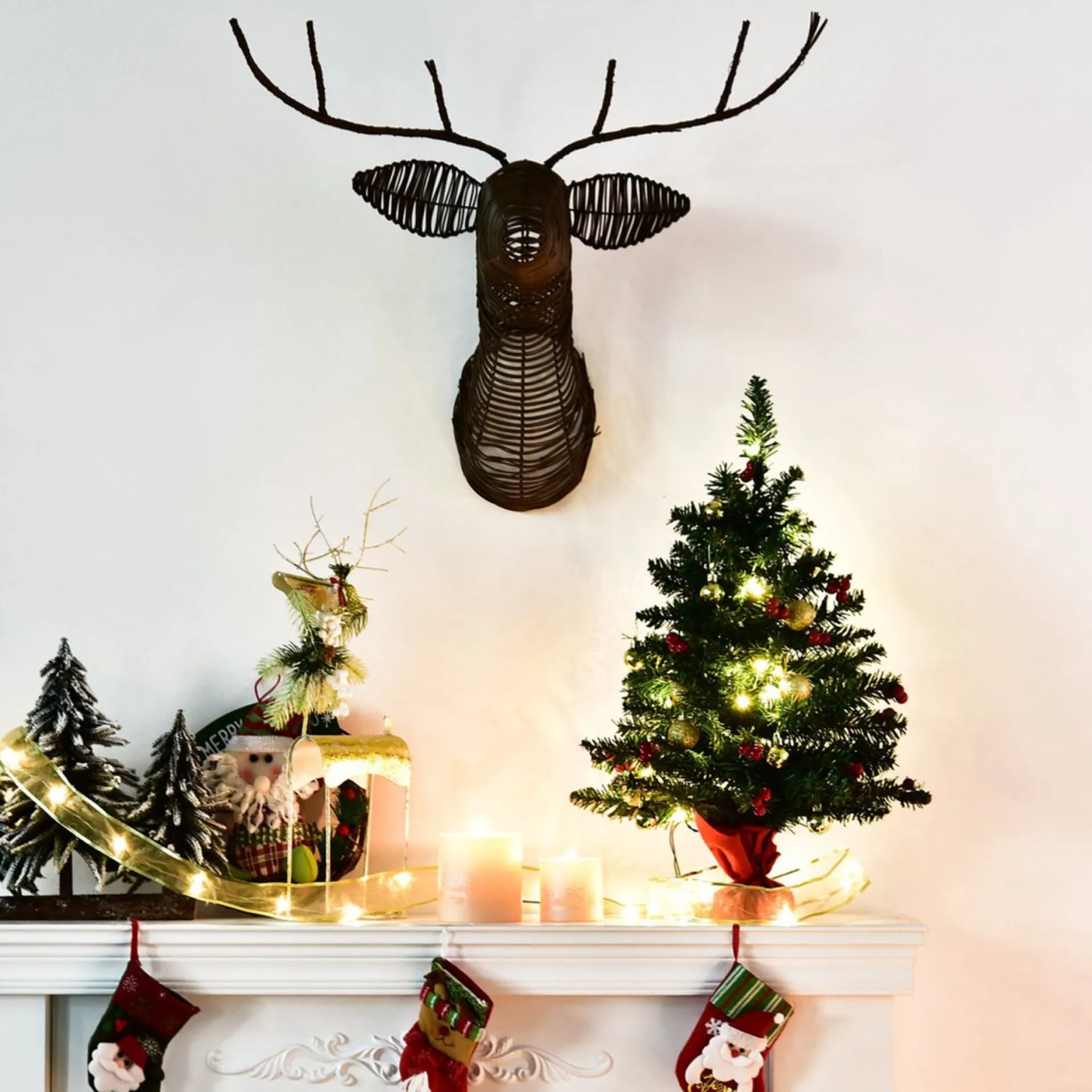 ChristmasGoodz - Kunstkerstboom - Kunstkerstboom Met Verlichting - 15 Led - Kerstballen - 60 Cm - Kerstboom Met Versiering Cheap