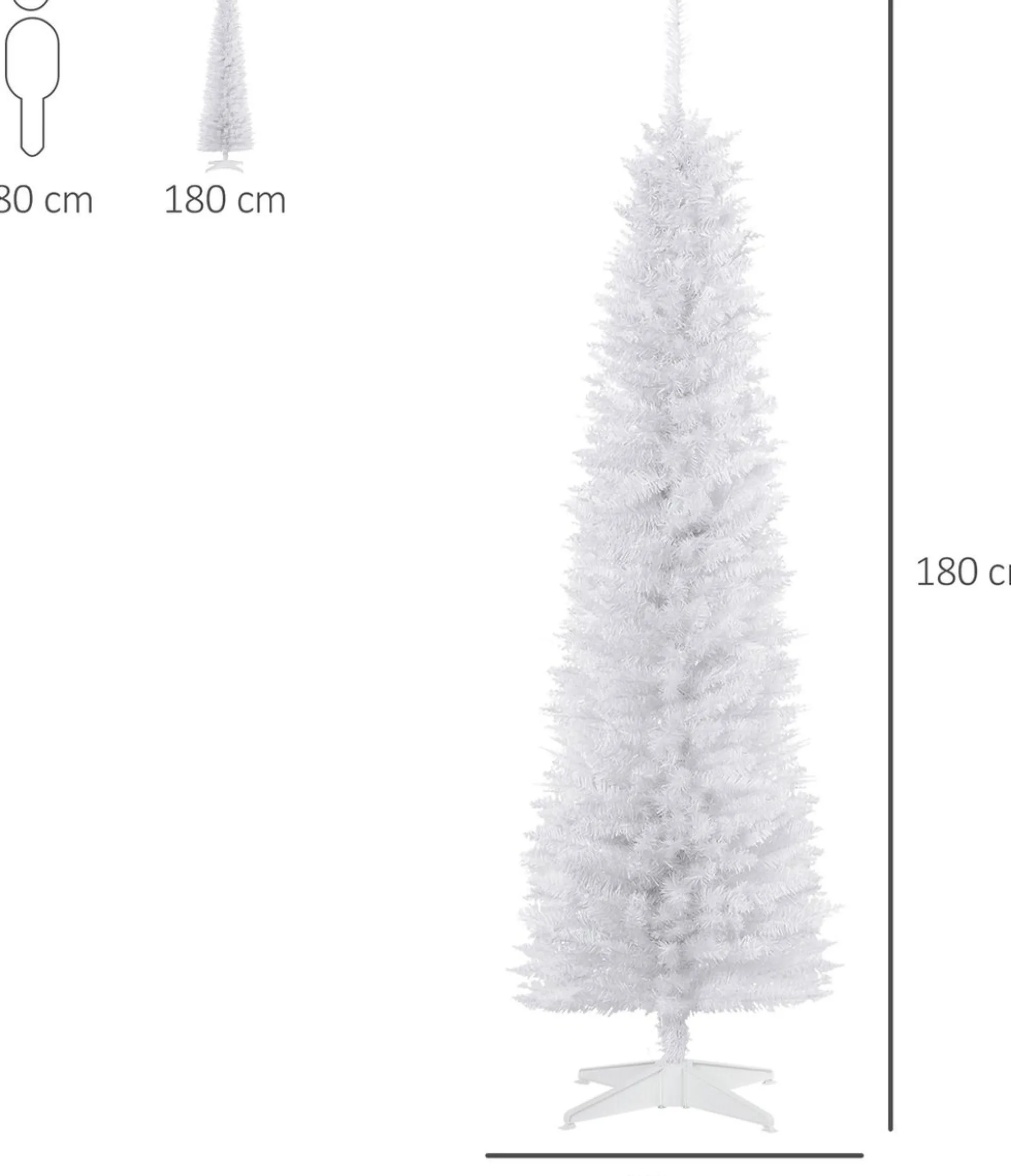ChristmasGoodz - Kunstkerstboom - Smalle Kunstkerstboom - Smalle Kerstboom - Wit - 180 Cm Discount