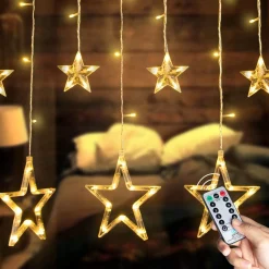 YUCEN Christmasxl Kerstverlichting | Sterrengordijn | Kerst | Kerststerren | Feest Licht Gordijn | Warm Wit Licht | 5 M Energie Zuinig | 24 Sterren - Inclusief Afstandsbediening - Extra Lang 5 Meter! Cheap