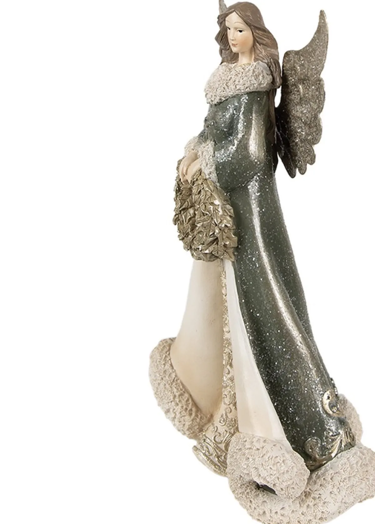 Clayre u0026 Eef Kerstbeelden>Clayre & Eef Beeld Engel 24 Cm Grijs Polyresin Kerstfiguren