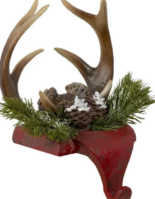 Clayre u0026 Eef Kerstsokken>Clayre & Eef Haak Kerstsok Gewei 18X24X15 Cm Rood Bruin Kunststof