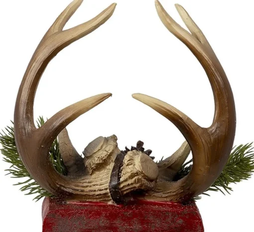 Clayre u0026 Eef Kerstsokken>Clayre & Eef Haak Kerstsok Gewei 18X24X15 Cm Rood Bruin Kunststof