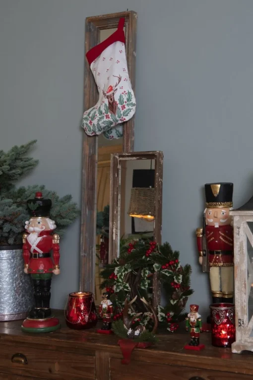 Clayre u0026 Eef Kerstsokken>Clayre & Eef Haak Kerstsok Gewei 18X24X15 Cm Rood Bruin Kunststof