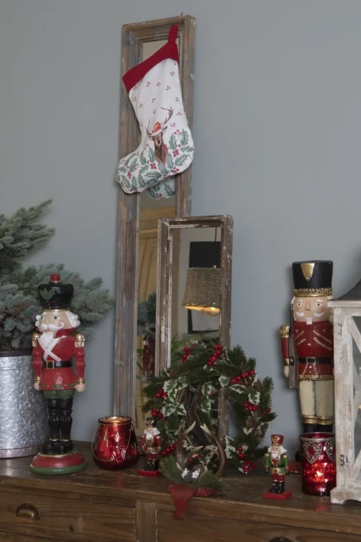 Clayre u0026 Eef Kerstsokken>Clayre & Eef Haak Kerstsok Gewei 18X24X15 Cm Rood Bruin Kunststof