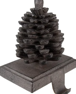 Clayre u0026 Eef Kerstsokken>Clayre & Eef Haak Kerstsok Dennenappel 11X9X13 Cm Bruin Ijzer