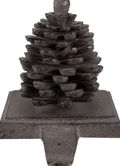 Clayre u0026 Eef Kerstsokken>Clayre & Eef Haak Kerstsok Dennenappel 11X9X13 Cm Bruin Ijzer