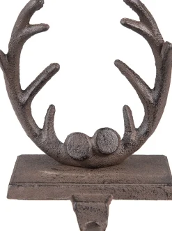 Clayre u0026 Eef Kerstsokken>Clayre & Eef Haak Kerstsok Gewei 13X12X18 Cm Bruin Ijzer