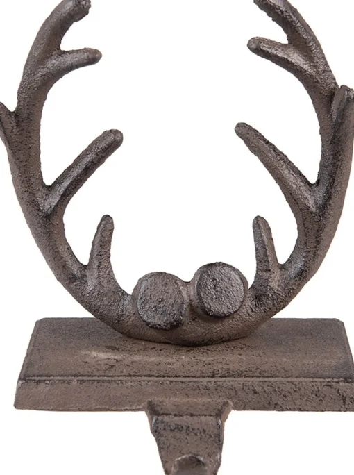 Clayre u0026 Eef Kerstsokken>Clayre & Eef Haak Kerstsok Gewei 13X12X18 Cm Bruin Ijzer