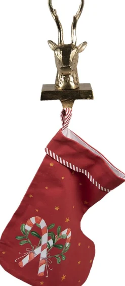 Clayre u0026 Eef Kerstsokken></noscript>Clayre & Eef Haak Kerstsok Rendier 27 Cm Goudkleurig Aluminium