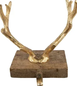 Clayre u0026 Eef Kerstsokken></noscript>Clayre & Eef Haak Kerstsok 21 Cm Goudkleurig Aluminium Gewei