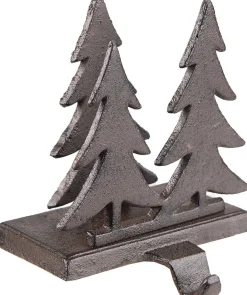Clayre u0026 Eef Kerstsokken>Clayre & Eef Haak Kerstsok Kerstbomen 13X12X16 Cm Bruin Ijzer