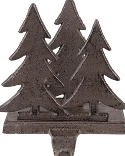 Clayre u0026 Eef Kerstsokken>Clayre & Eef Haak Kerstsok Kerstbomen 13X12X16 Cm Bruin Ijzer
