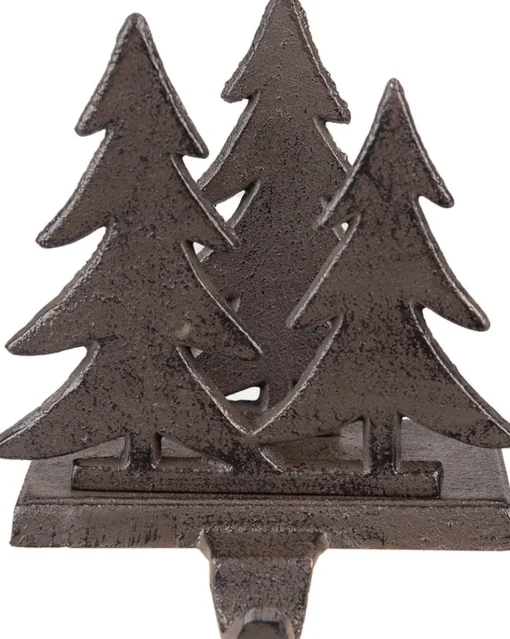 Clayre u0026 Eef Kerstsokken>Clayre & Eef Haak Kerstsok Kerstbomen 13X12X16 Cm Bruin Ijzer