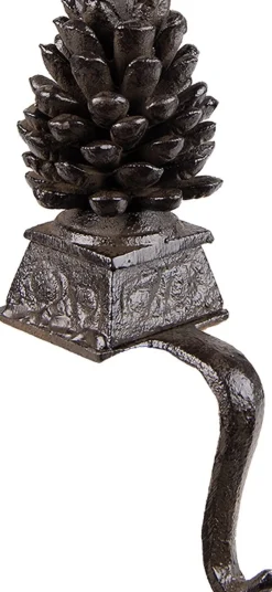 Clayre u0026 Eef Kerstsokken>Clayre & Eef Haak Kerstsok Dennenappel 6X11X20 Cm Bruin Ijzer