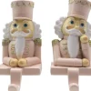 Clayre u0026 Eef Kerstsokken>Clayre & Eef Haak Kerstsok Set Van 2 Notenkraker 12 Cm Roze Wit Kunststof Kerstdecoratie
