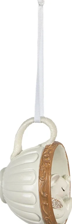 Clayre u0026 Eef Kersthanger>Clayre & Eef Hanger Muis Set Van 2 10X7X6 Cm Beige Polyresin