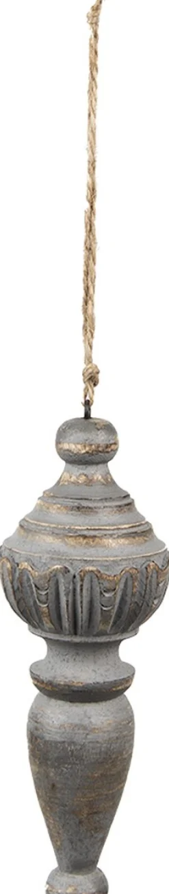 Clayre u0026 Eef Kersthanger>Clayre & Eef Hanger O 7X19 Cm Grijs Bruin Hout Woondecoratie