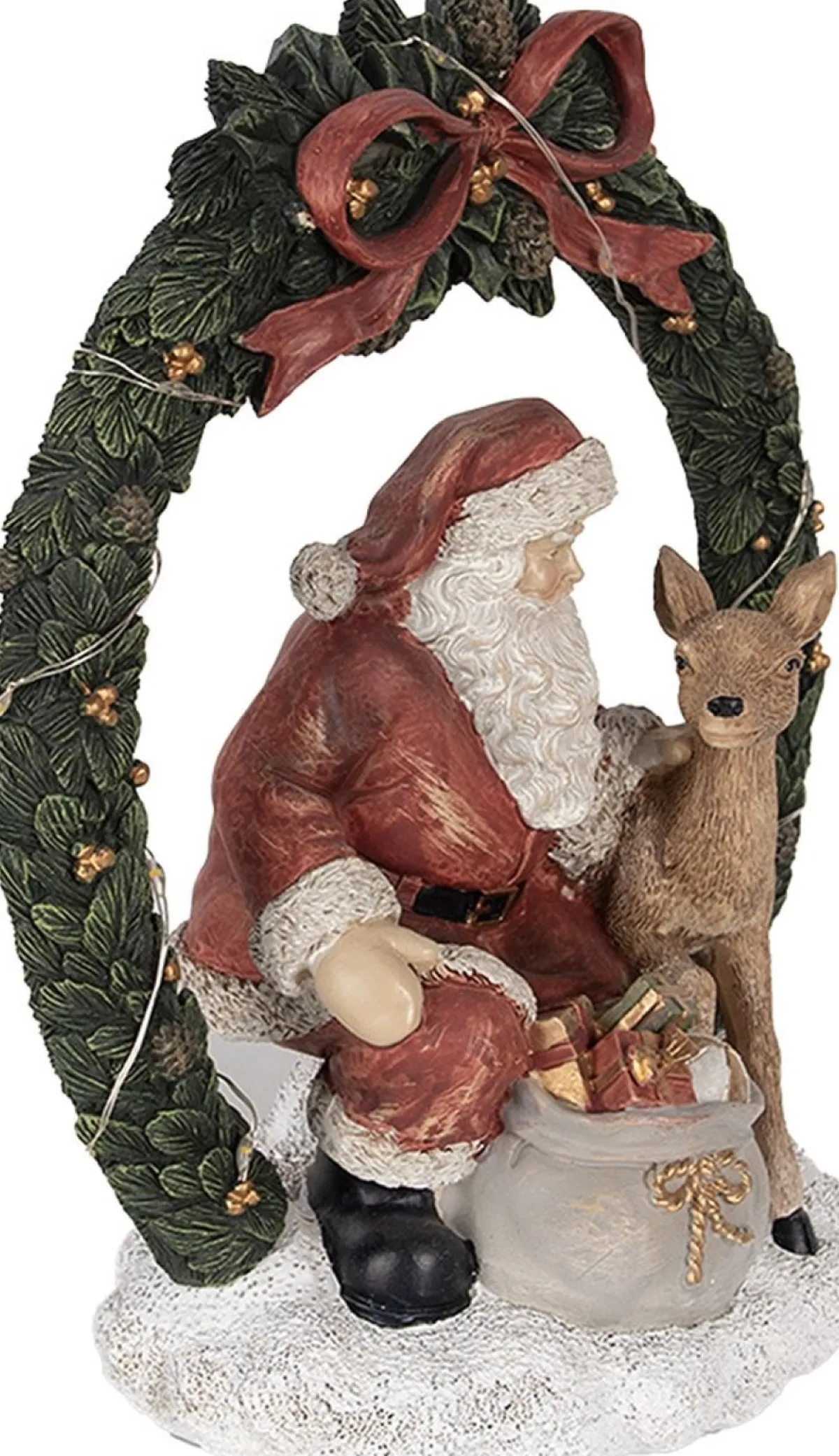 Clayre u0026 Eef Kerstbeelden>Clayre & Eef Kerstdecoratie Met Led-Verlichting Kerstman 23 Cm Rood Polyresin