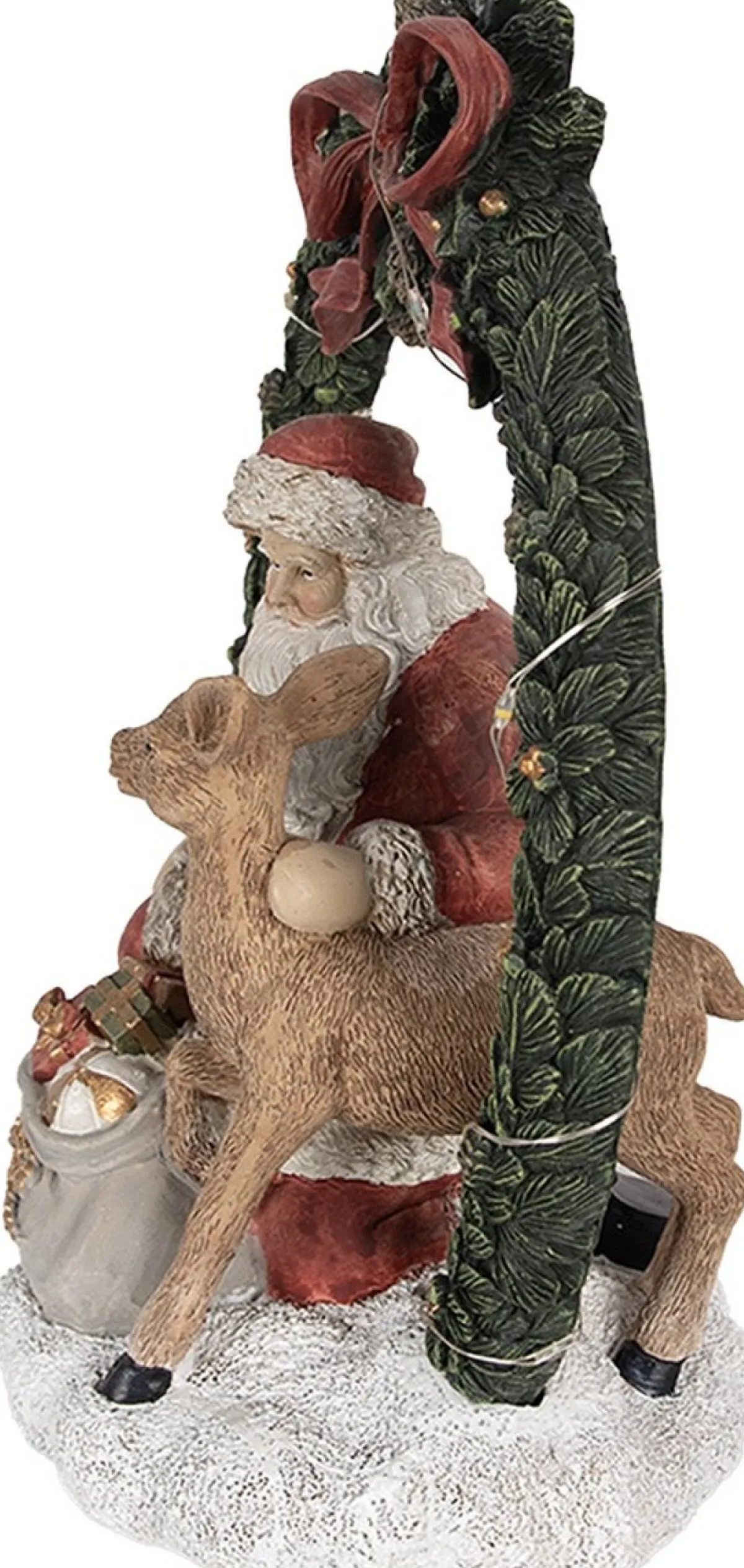 Clayre u0026 Eef Kerstbeelden>Clayre & Eef Kerstdecoratie Met Led-Verlichting Kerstman 23 Cm Rood Polyresin