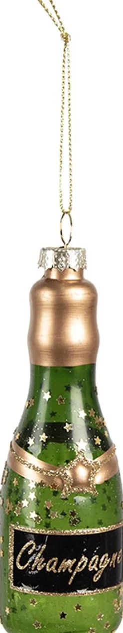 Clayre u0026 Eef Kersthanger></noscript>Clayre & Eef Kersthanger Fles 12 Cm Groen Glas Kerstboomversiering
