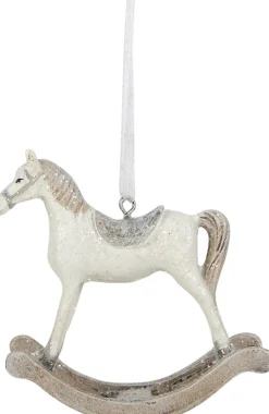 Clayre u0026 Eef Kersthanger></noscript>Clayre & Eef Kersthanger Hobbelpaard 8 Cm Wit Kunststof Kerstbal