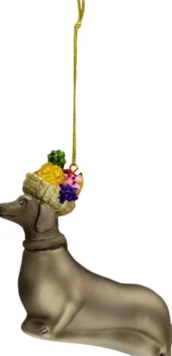 Clayre u0026 Eef Kersthanger></noscript>Clayre & Eef Kersthanger Hond 11X4X10 Cm Grijs Glas Kerstbal