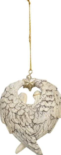 Clayre u0026 Eef Kersthanger></noscript>Clayre & Eef Kersthanger Kerstgroep 8X3X10 Cm Grijs Beige Kunststof Kerstbal