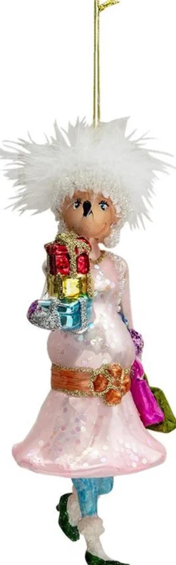 Clayre u0026 Eef Kersthanger>Clayre & Eef Kersthanger Muis 7X7X17 Cm Roze Glas Kerstbal Kersversiering Kerstboomversiering