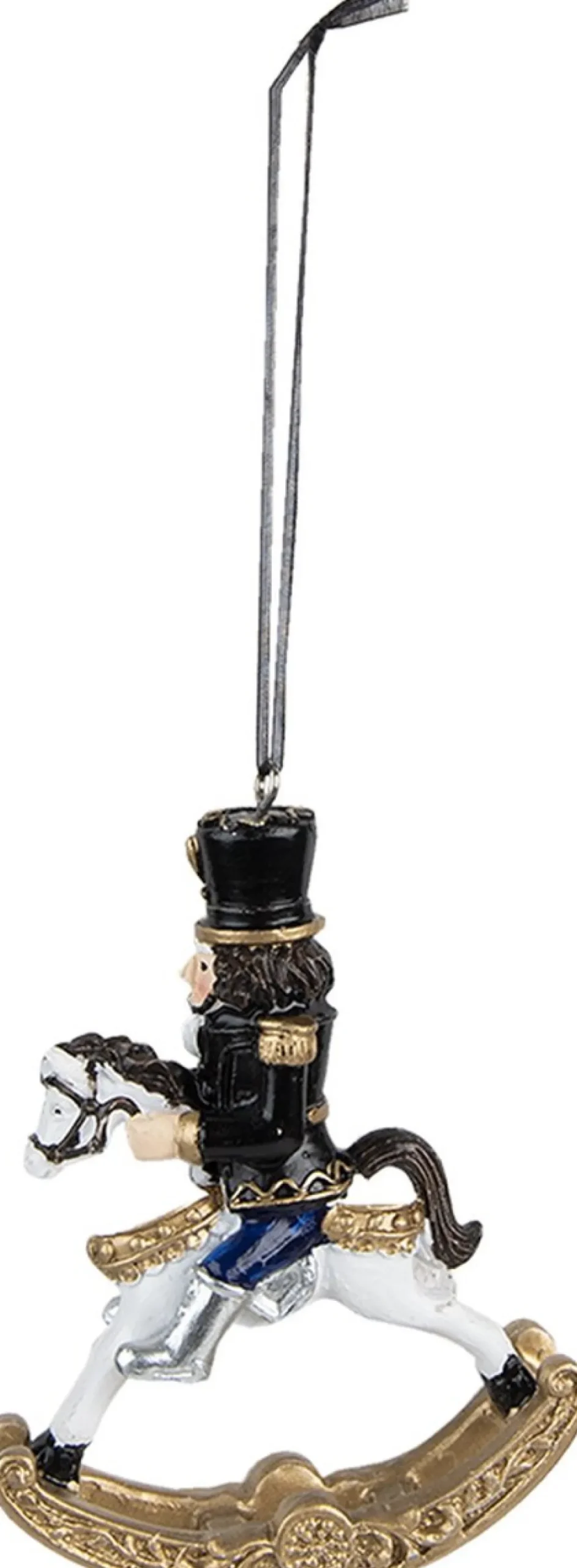 Clayre u0026 Eef Kersthanger>Clayre & Eef Kersthanger Notenkraker 10 Cm Zwart Wit Kunststof Kerstbal