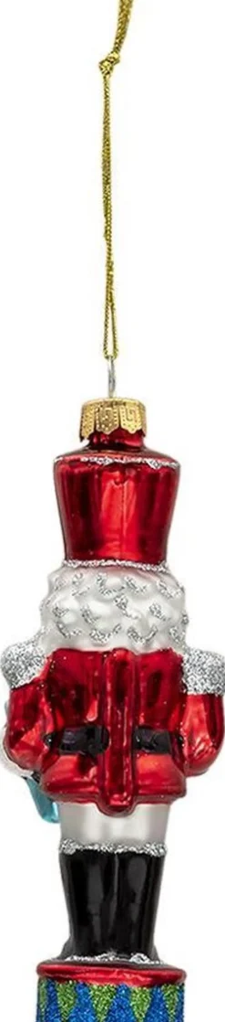 Clayre u0026 Eef Kersthanger></noscript>Clayre & Eef Kersthanger Notenkraker 15 Cm Rood Groen Glas Kerstbal