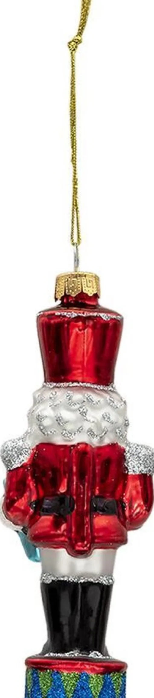 Clayre u0026 Eef Kersthanger>Clayre & Eef Kersthanger Notenkraker 15 Cm Rood Groen Glas Kerstbal