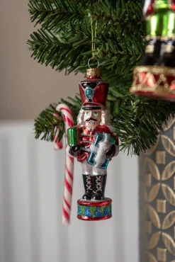 Clayre u0026 Eef Kersthanger></noscript>Clayre & Eef Kersthanger Notenkraker 15 Cm Rood Groen Glas Kerstbal