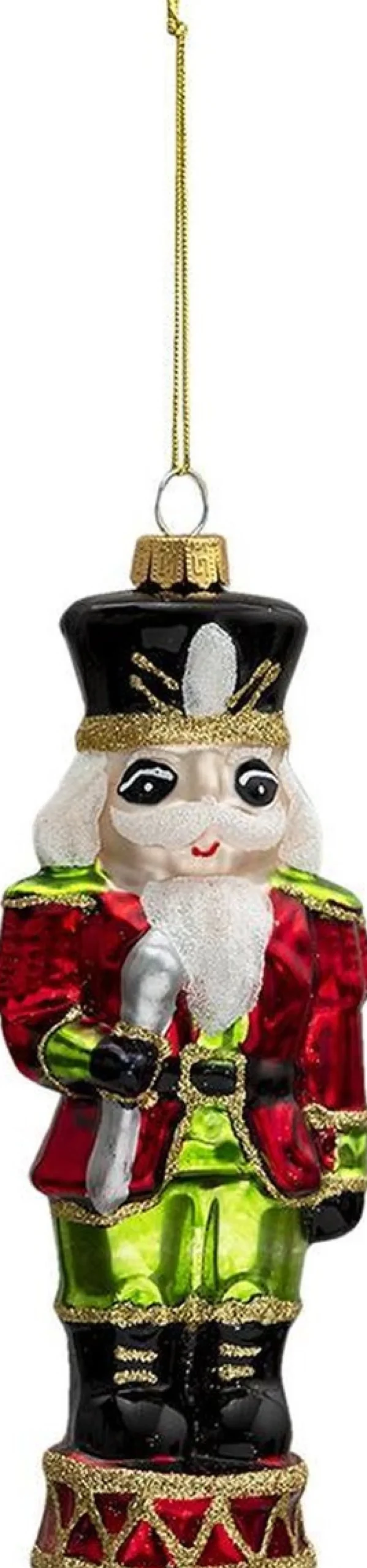 Clayre u0026 Eef Kersthanger>Clayre & Eef Kersthanger Notenkraker 17 Cm Rood Groen Glas Kerstbal