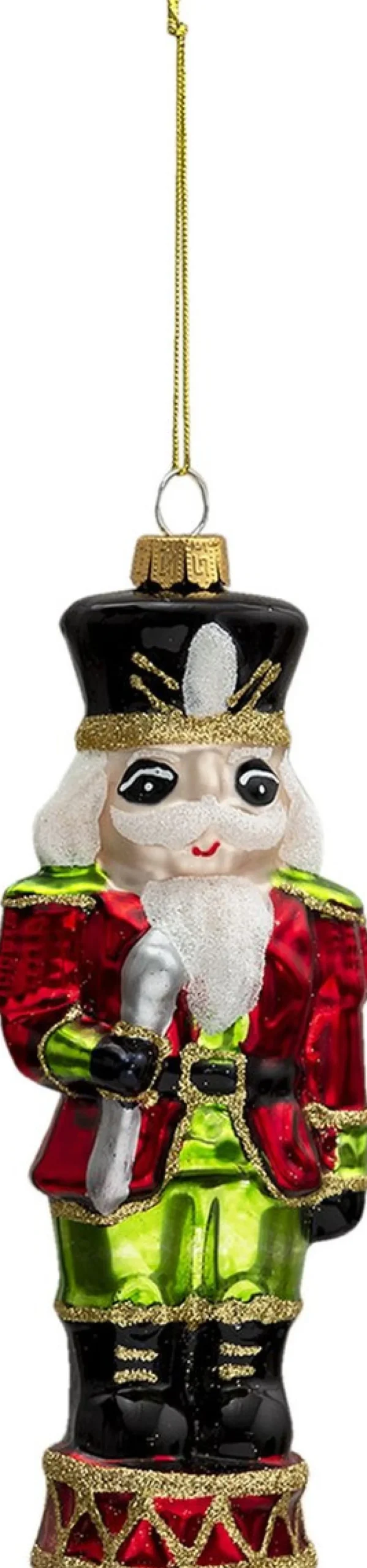 Clayre u0026 Eef Kersthanger>Clayre & Eef Kersthanger Notenkraker 17 Cm Rood Groen Glas Kerstbal