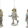 Clayre u0026 Eef Kersthanger>Clayre & Eef Kersthanger Set Van 3 Kind 12 Cm Beige Groen Kunststof Kerstdecoratie