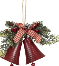 Clayre u0026 Eef Kersthanger>Clayre & Eef Kersthanger 23X8X18 Cm Rood Ijzer Kerstdecoratie